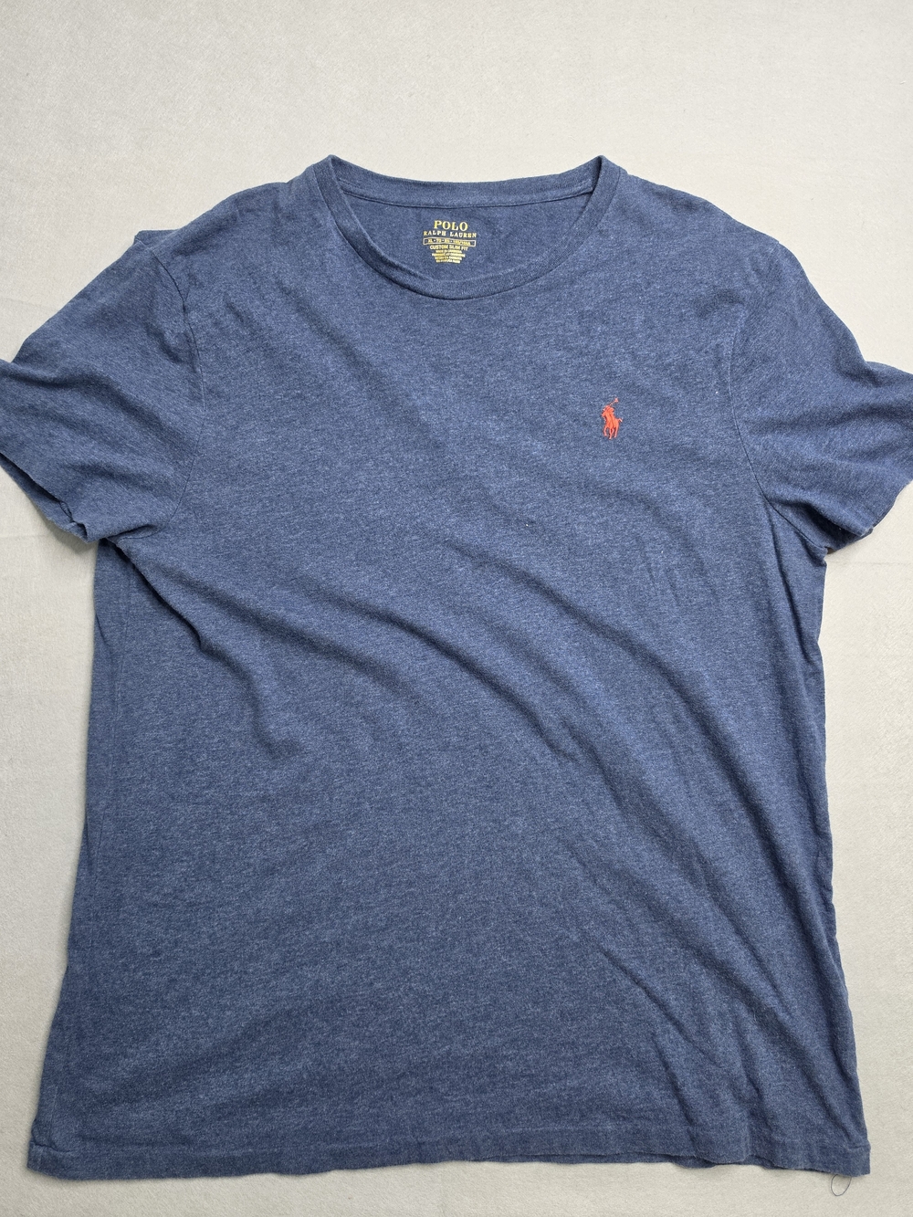 Polo by Ralph Lauren Mens Navy Short-Sleeve Tee with Red Pony Logo XL Slim Fit